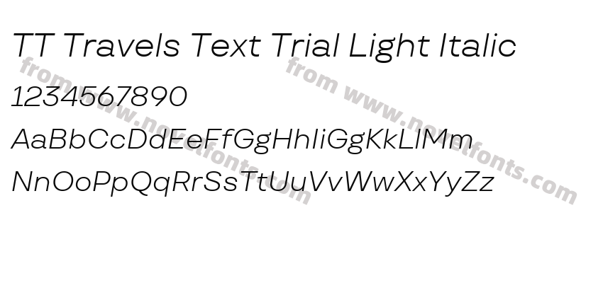 TT Travels Text Trial Light ItalicPreview