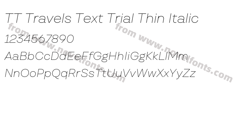 TT Travels Text Trial Thin ItalicPreview