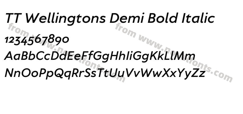 TT Wellingtons Demi Bold ItalicPreview