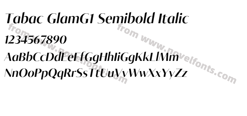 Tabac GlamG1 Semibold ItalicPreview