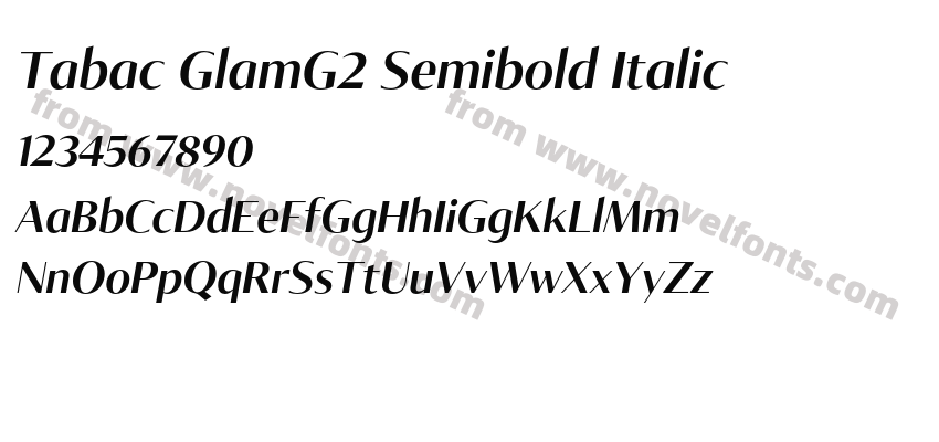 Tabac GlamG2 Semibold ItalicPreview