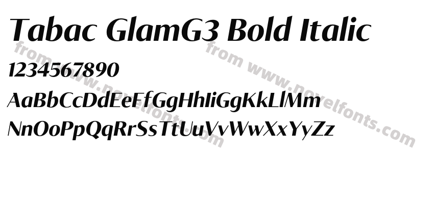 Tabac GlamG3 Bold ItalicPreview