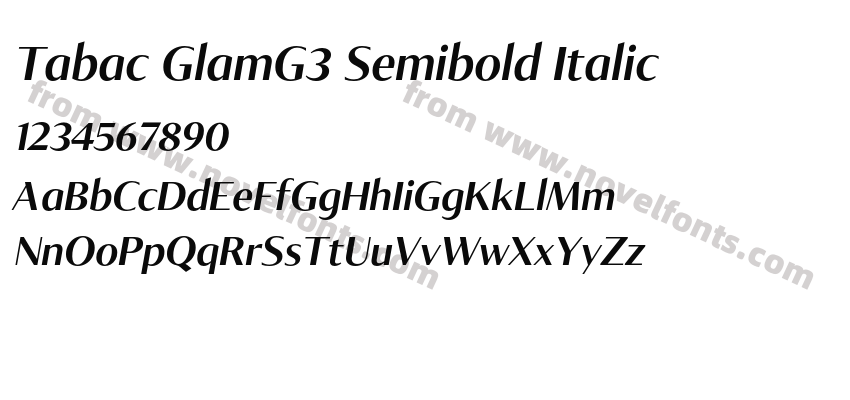 Tabac GlamG3 Semibold ItalicPreview