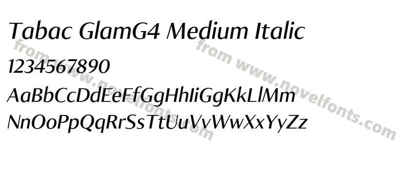 Tabac GlamG4 Medium ItalicPreview