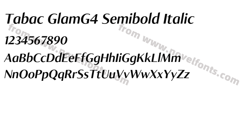 Tabac GlamG4 Semibold ItalicPreview