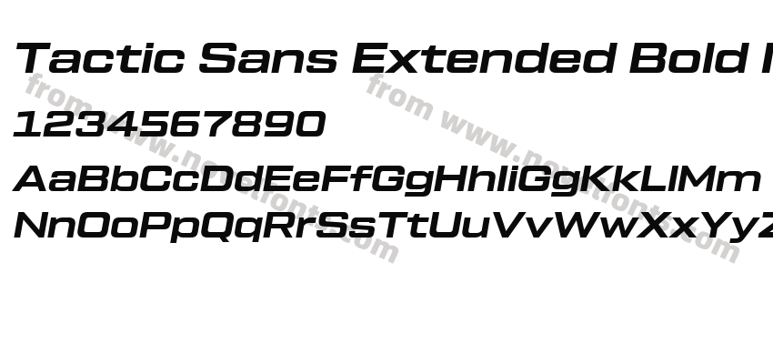 Tactic Sans Extended Bold ItalicPreview