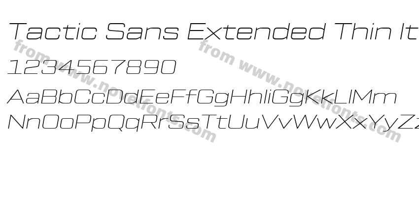Tactic Sans Extended Thin ItalicPreview