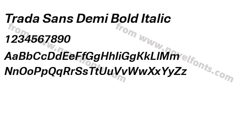 Trada Sans Demi Bold ItalicPreview
