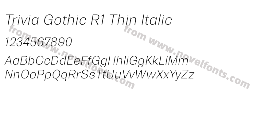 Trivia Gothic R1 Thin ItalicPreview
