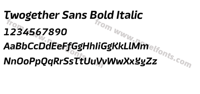 Twogether Sans Bold ItalicPreview