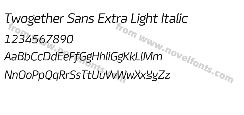 Twogether Sans Extra Light ItalicPreview