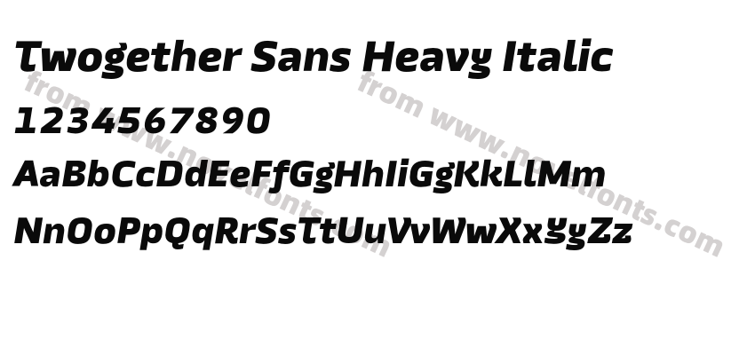 Twogether Sans Heavy ItalicPreview