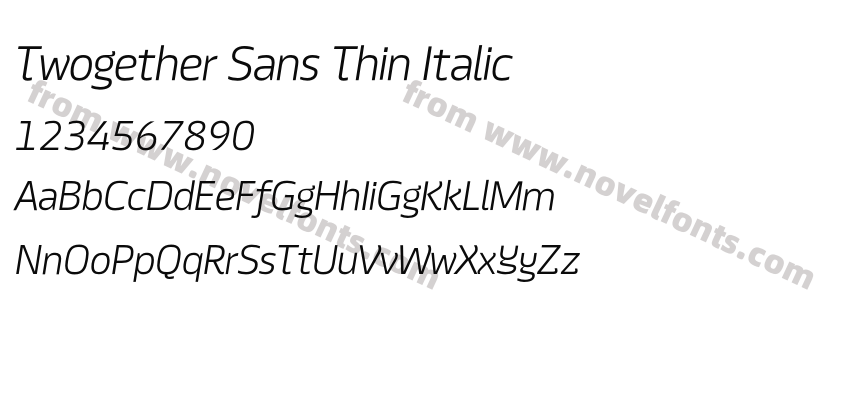 Twogether Sans Thin ItalicPreview