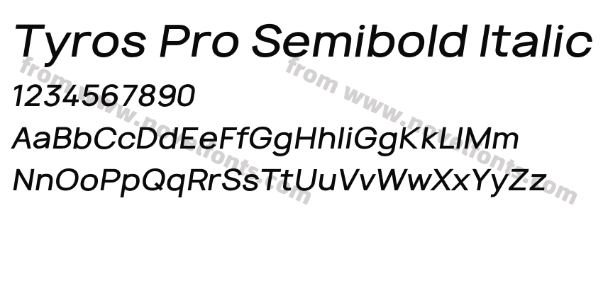 Tyros Pro Semibold ItalicPreview