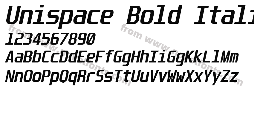 Unispace Bold ItalicPreview