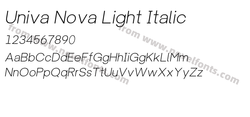 Univa Nova Light ItalicPreview