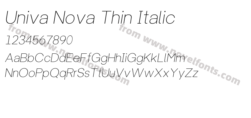 Univa Nova Thin ItalicPreview