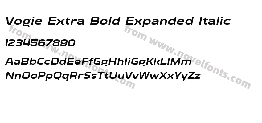 Vogie Extra Bold Expanded ItalicPreview