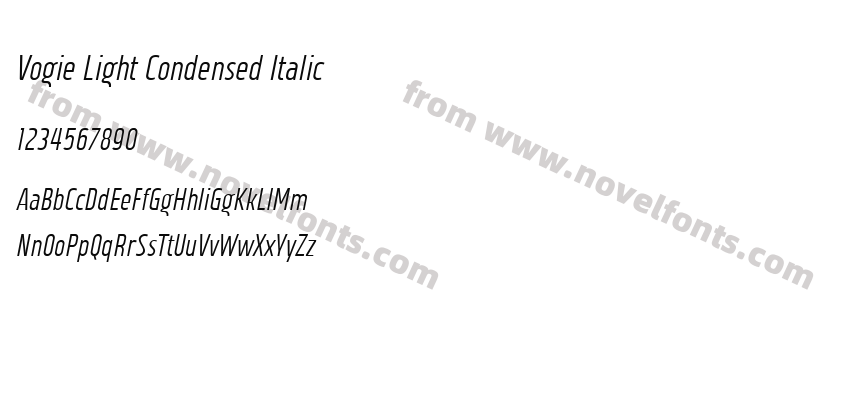Vogie Light Condensed ItalicPreview