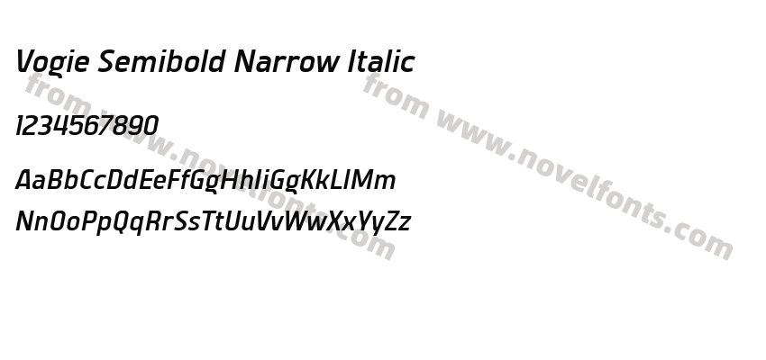 Vogie Semibold Narrow ItalicPreview