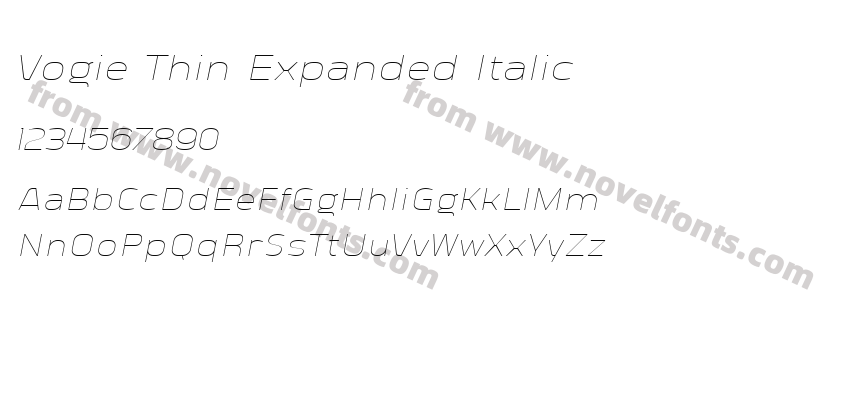 Vogie Thin Expanded ItalicPreview