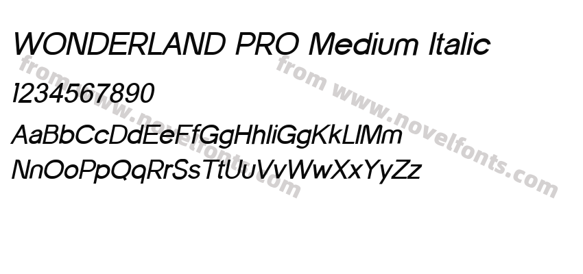 WONDERLAND PRO Medium ItalicPreview