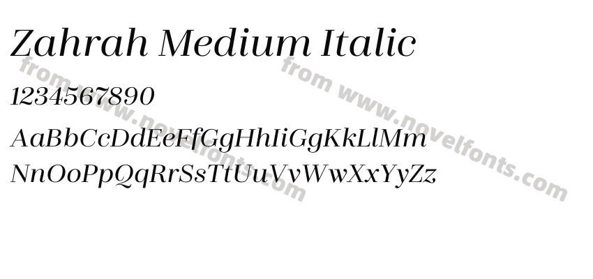 Zahrah Medium ItalicPreview
