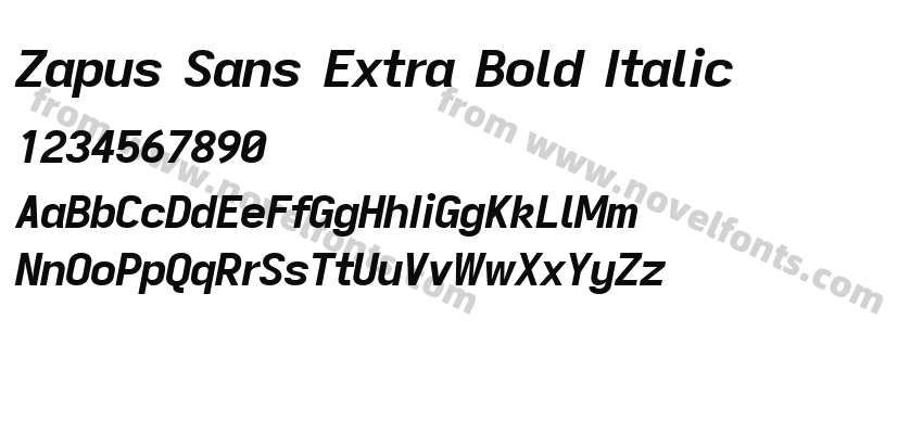Zapus Sans Extra Bold ItalicPreview