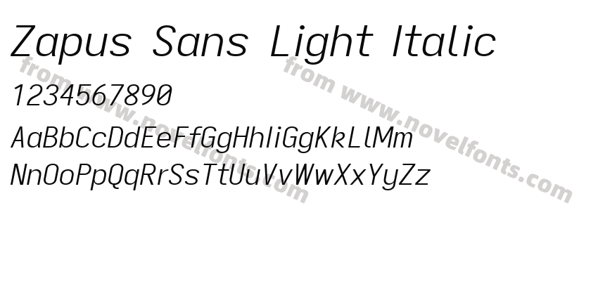 Zapus Sans Light ItalicPreview