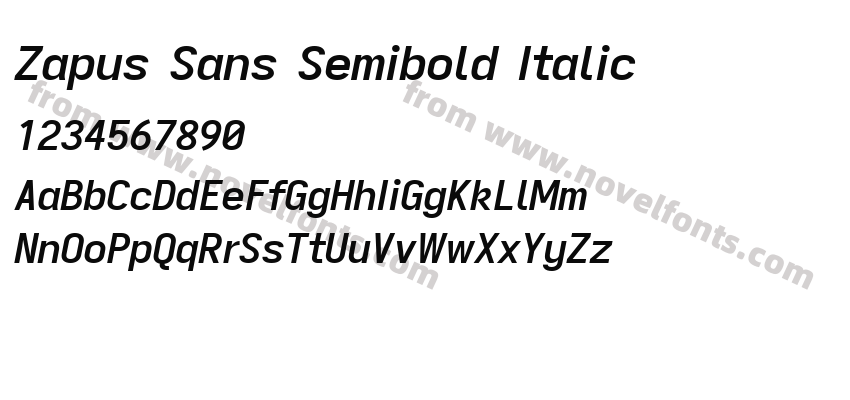 Zapus Sans Semibold ItalicPreview