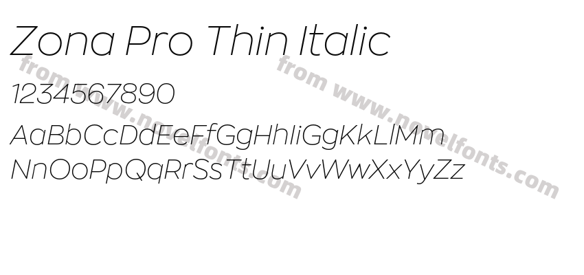 Zona Pro Thin ItalicPreview