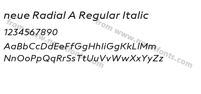 neue Radial A Regular ItalicPreview