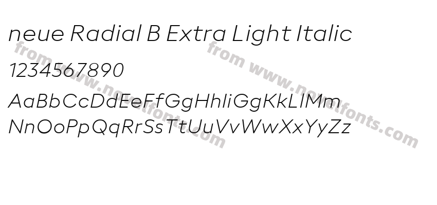 neue Radial B Extra Light ItalicPreview