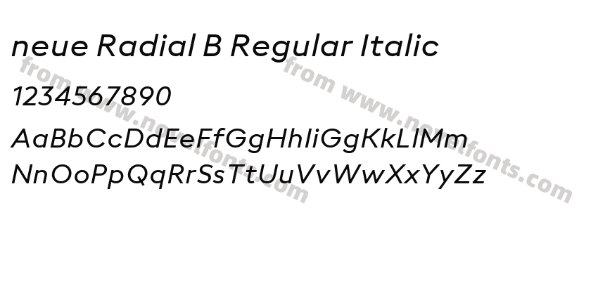 neue Radial B Regular ItalicPreview