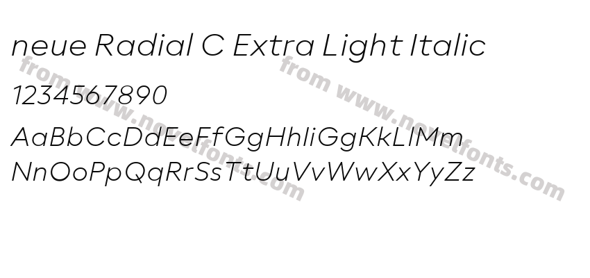 neue Radial C Extra Light ItalicPreview