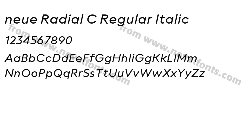 neue Radial C Regular ItalicPreview