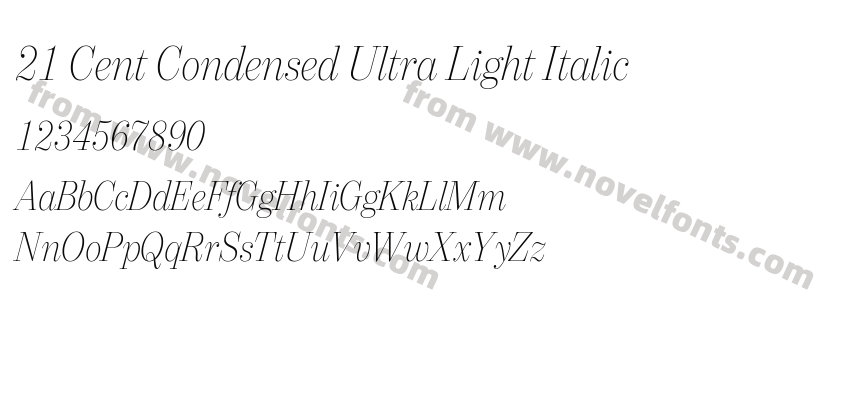 21 Cent Condensed Ultra Light ItalicPreview