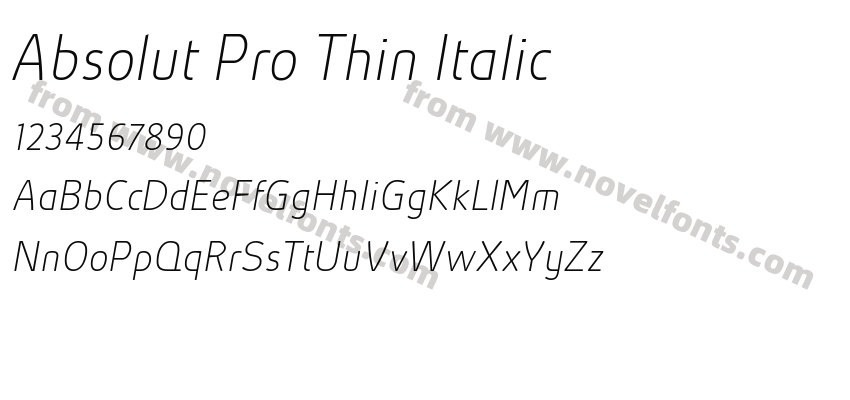 Absolut Pro Thin ItalicPreview