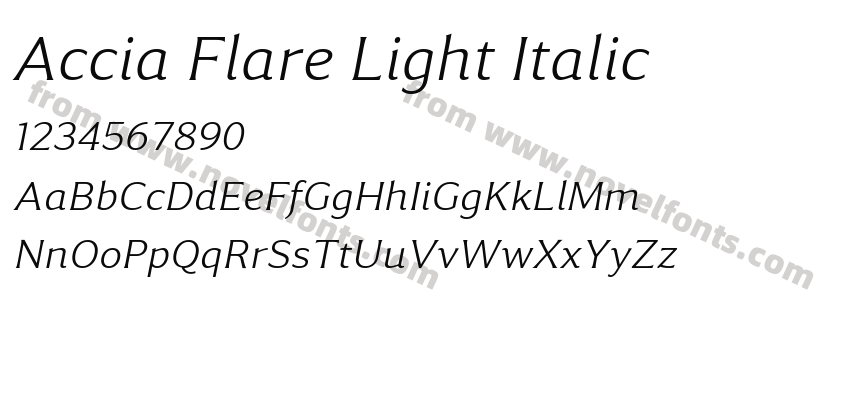 Accia Flare Light ItalicPreview