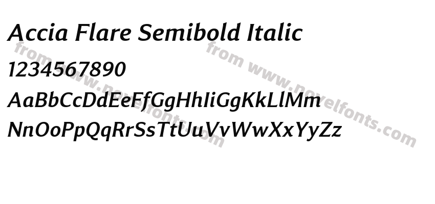 Accia Flare Semibold ItalicPreview