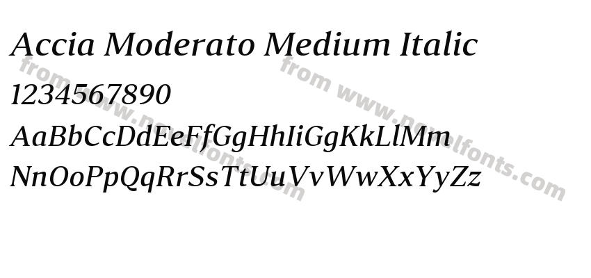 Accia Moderato Medium ItalicPreview
