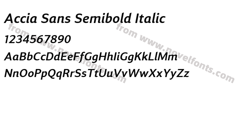 Accia Sans Semibold ItalicPreview