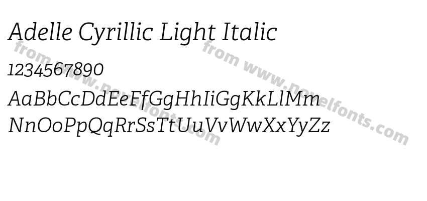 Adelle Cyrillic Light ItalicPreview