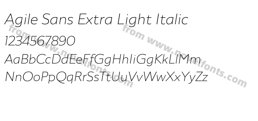 Agile Sans Extra Light ItalicPreview