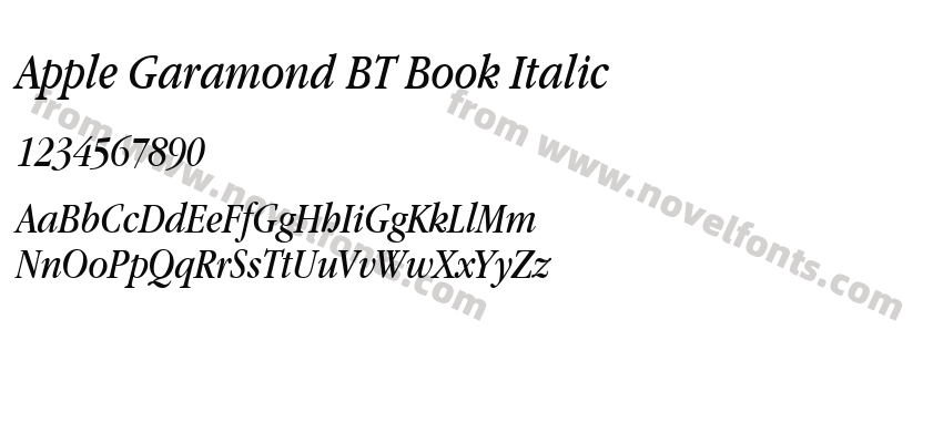 Apple Garamond BT Book ItalicPreview