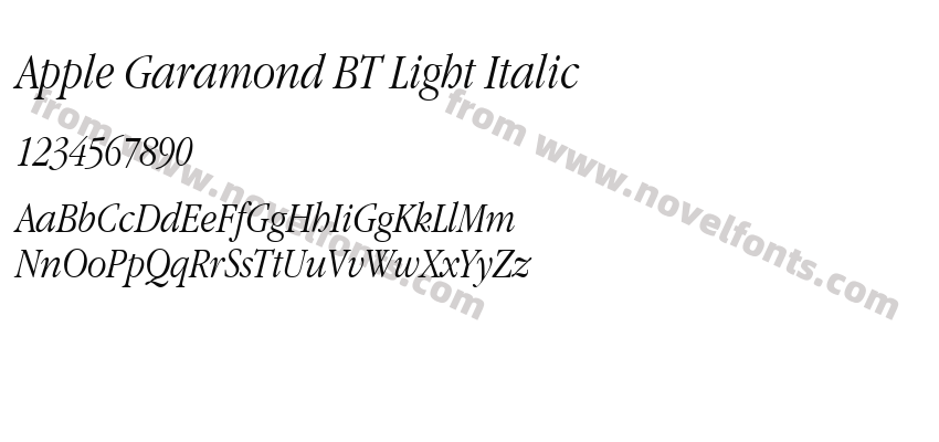 Apple Garamond BT Light ItalicPreview