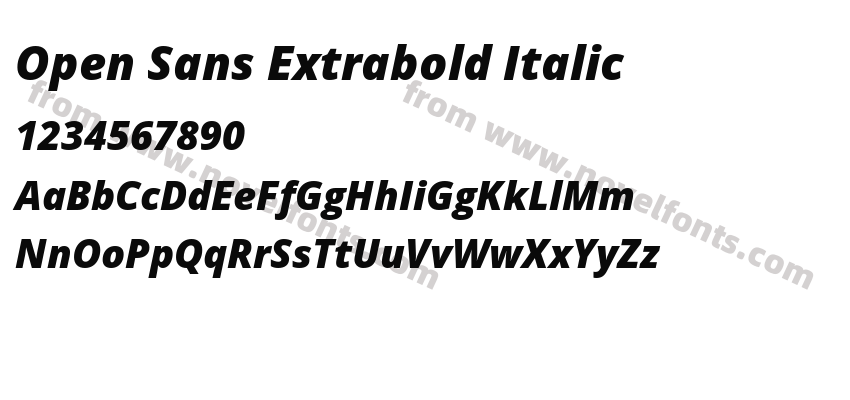 Open Sans Extrabold ItalicPreview