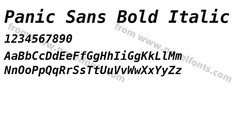 Panic Sans Bold ItalicPreview