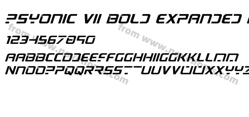 PsYonic VII Bold Expanded ItalicPreview