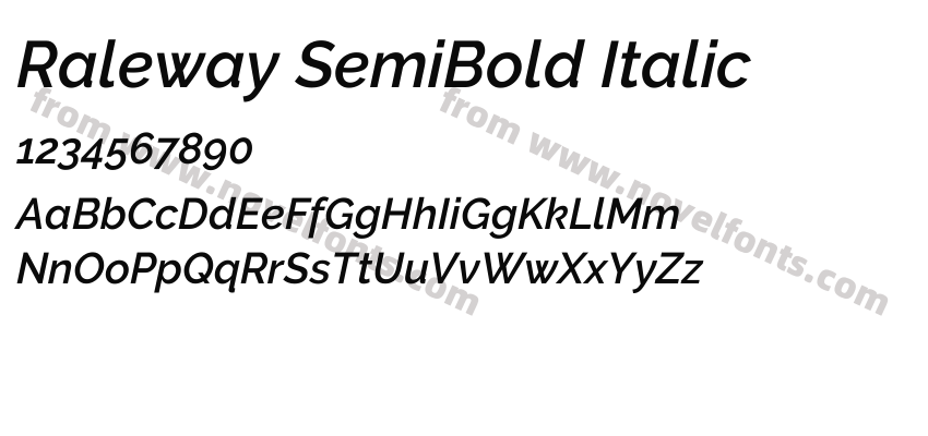 Raleway SemiBold ItalicPreview